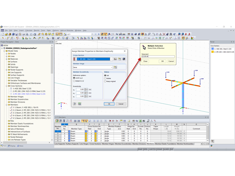 Assigning Member Properties (Display of Third Points)