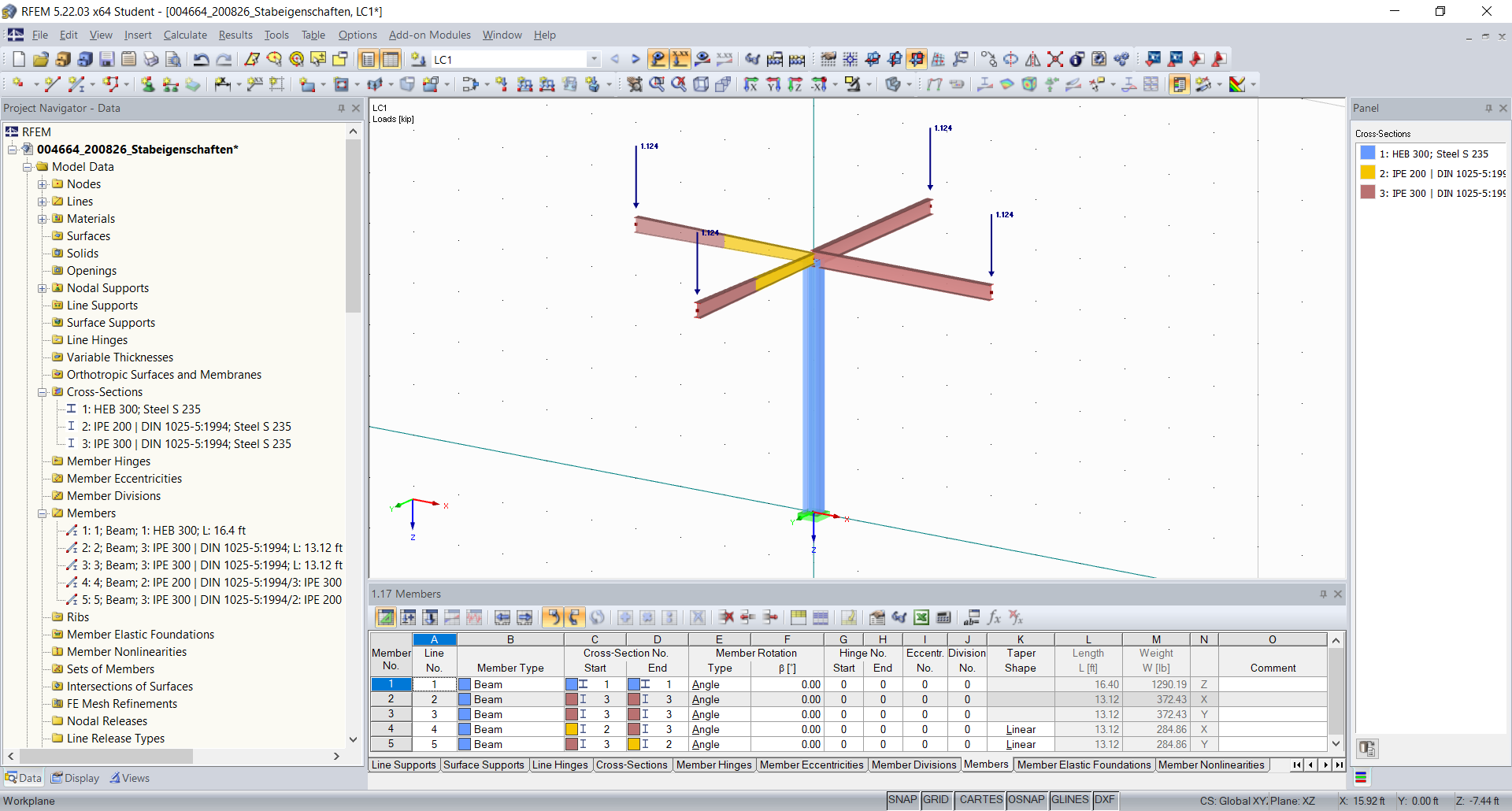 Structural System After Graphical Assignment of Member Properties