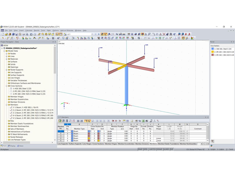 Structural System After Graphical Assignment of Member Properties