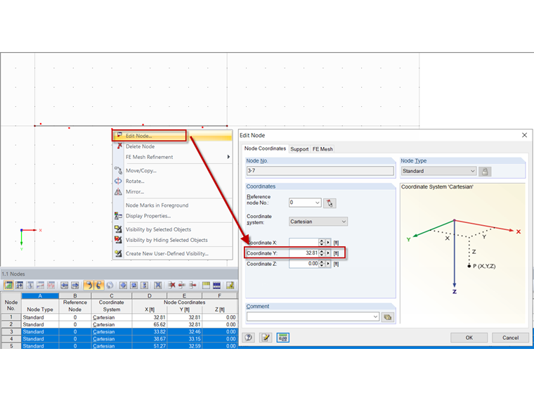 Adjusting Node Coordinates