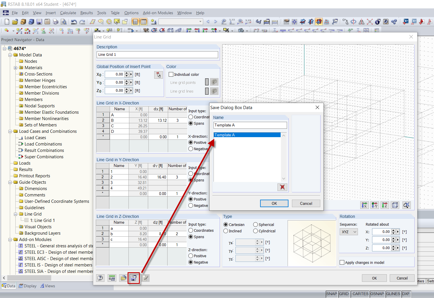 Saving Line Grid as Template