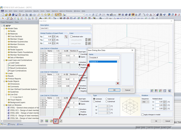 Saving Line Grid as Template