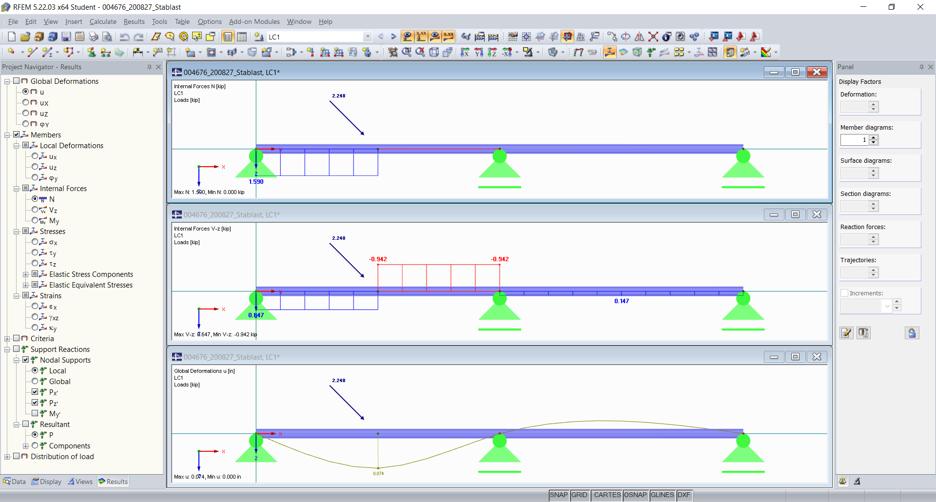 Results with Oblique Nodal Load