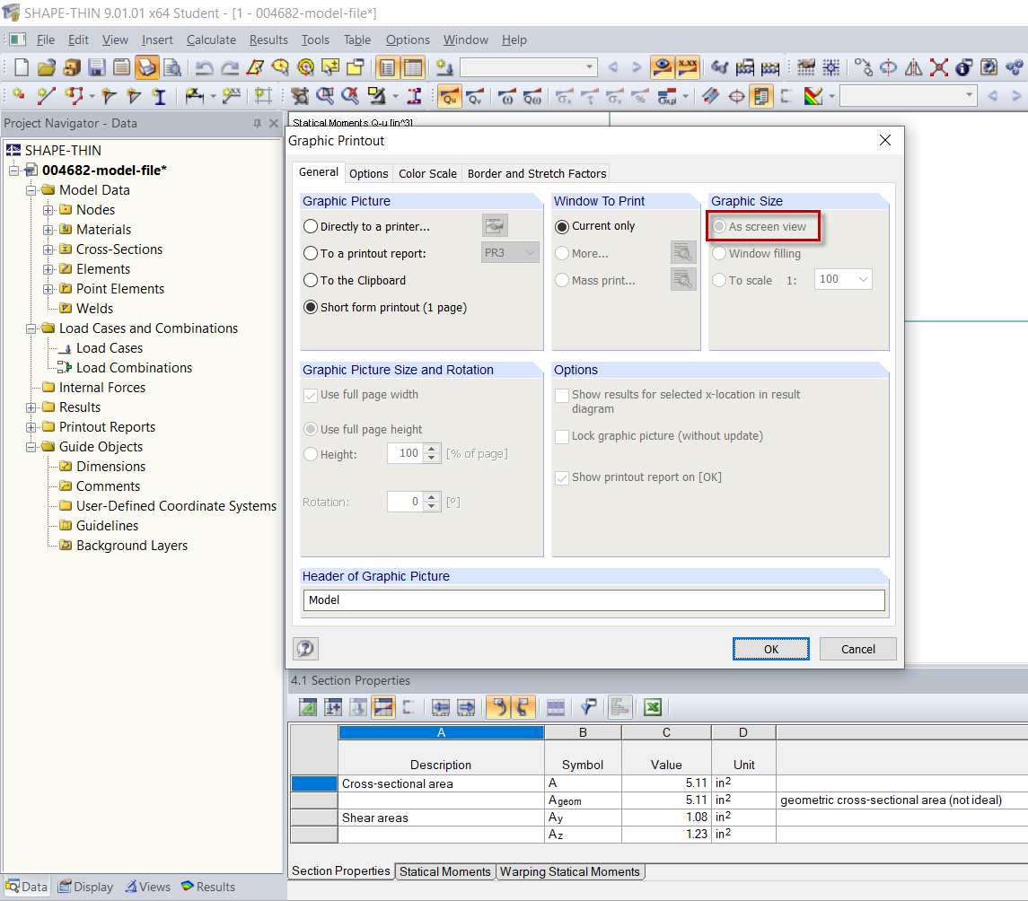 Short Form Printout - Graphic Size