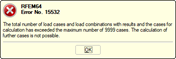 Exceeded Maximum Number of 9,999 Load Cases and Combinations