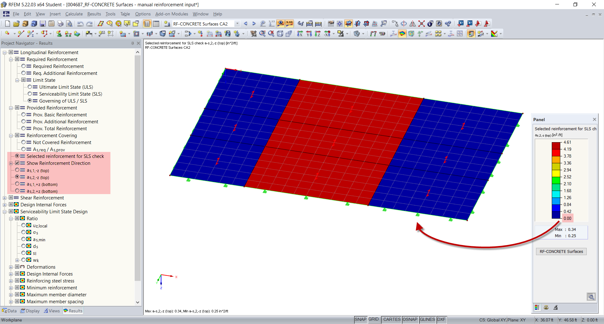 Incorrectly Defined Reinforcement with 0.00 cm²/m in Subareas of Surface