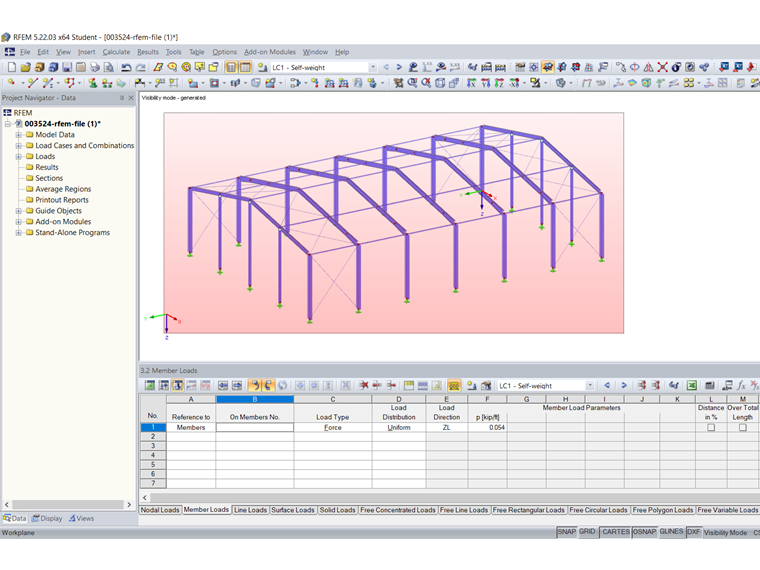 Applying Member Load in Area