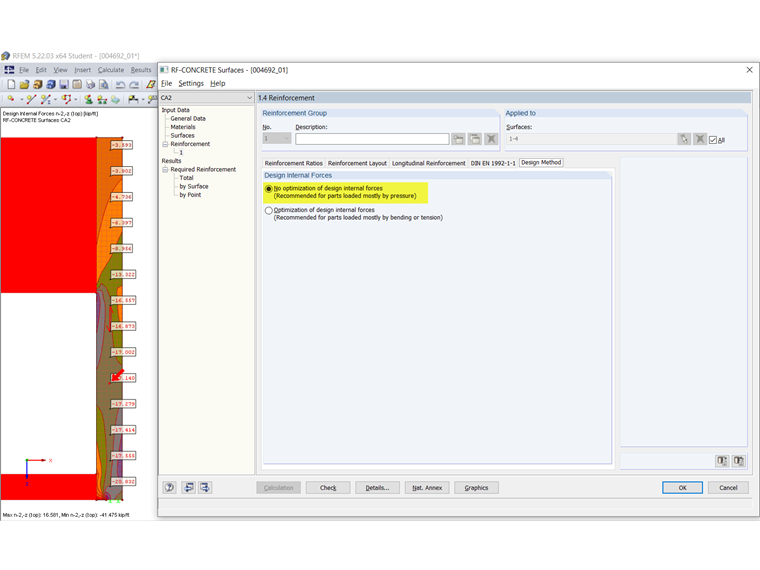 Selection for Optimization of Internal Forces