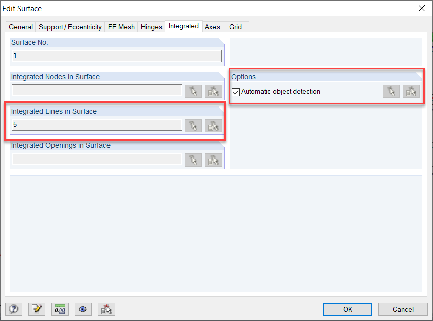 Dialog Box "Edit Surface" → "Integrated"