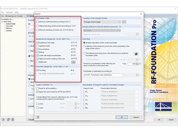 Detailed Settings in RF-/FOUNDATION Pro with Selection of Available Design Checks