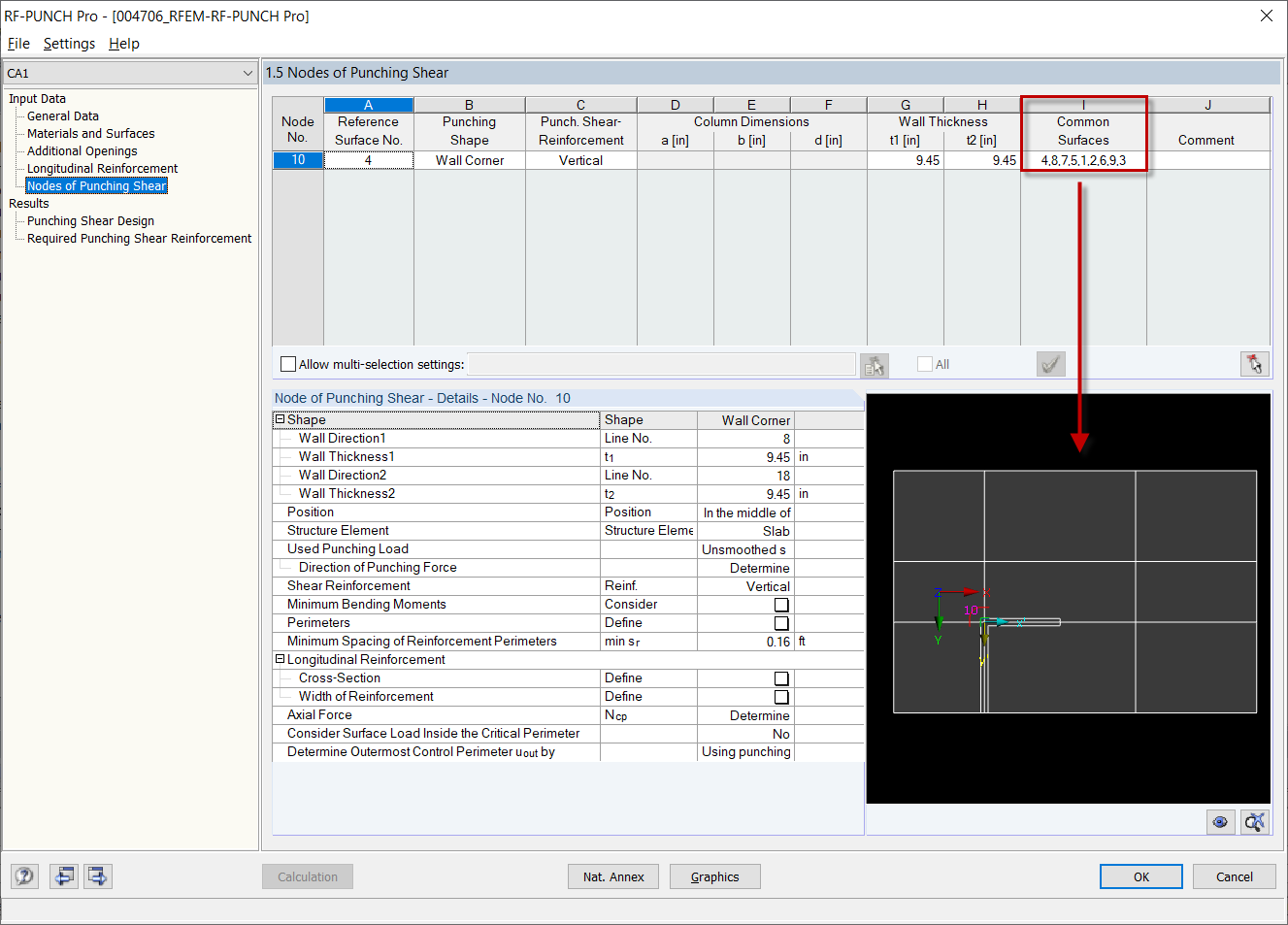Window 1.5 with "Common Surfaces" in Column I