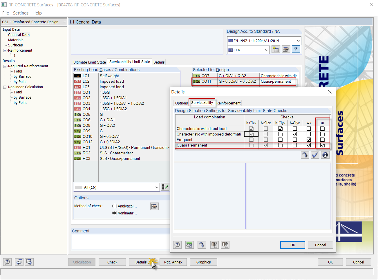 Selecting Design Situations for Individual Serviceability Limit State Design