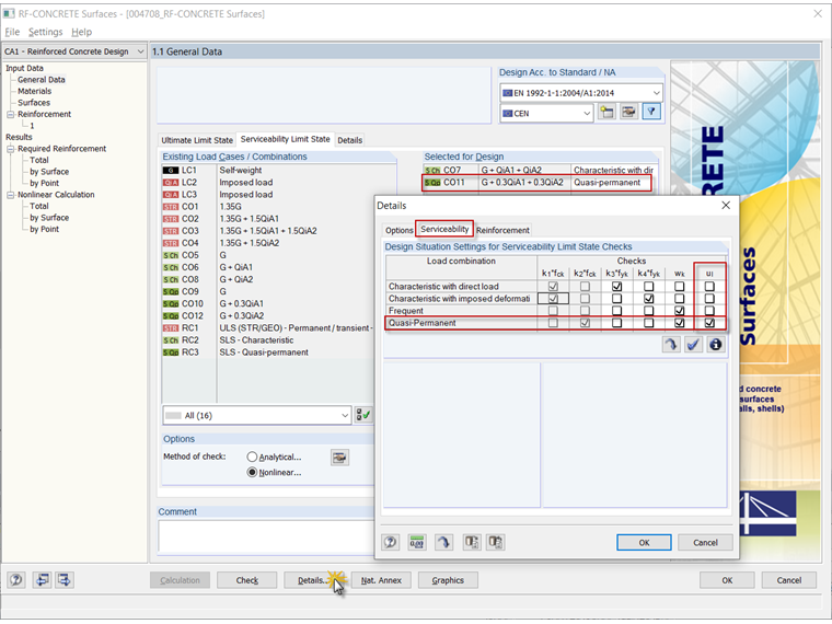 Selecting Design Situations for Individual Serviceability Limit State Design