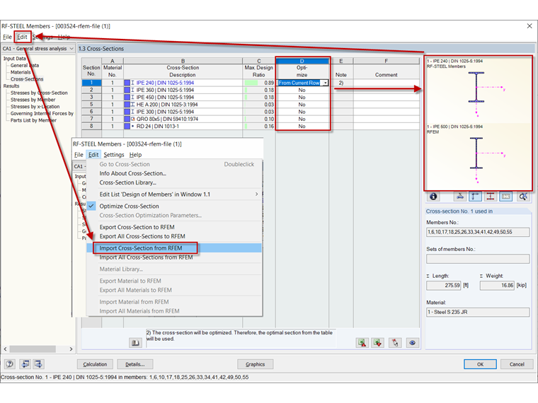 Optimizing Cross-Section