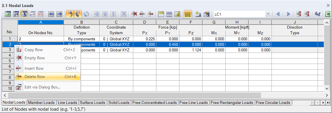 Deleting Load in Table