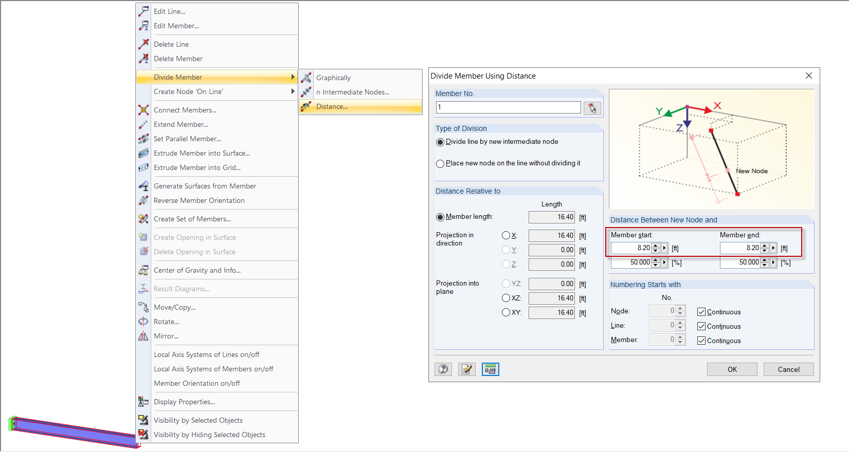 Dividing Member Using Distance