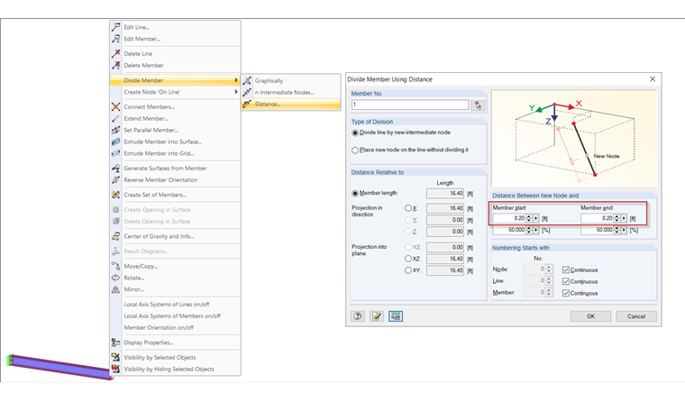Dividing Member Using Distance