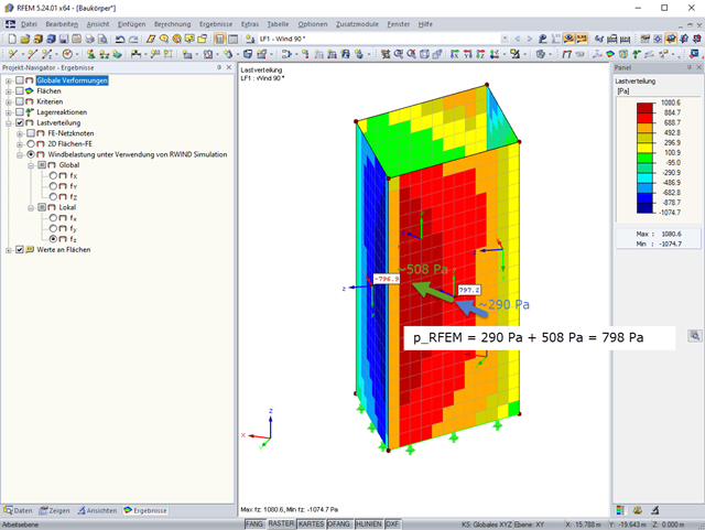 Resulting Surface Pressure Distribution in RFEM