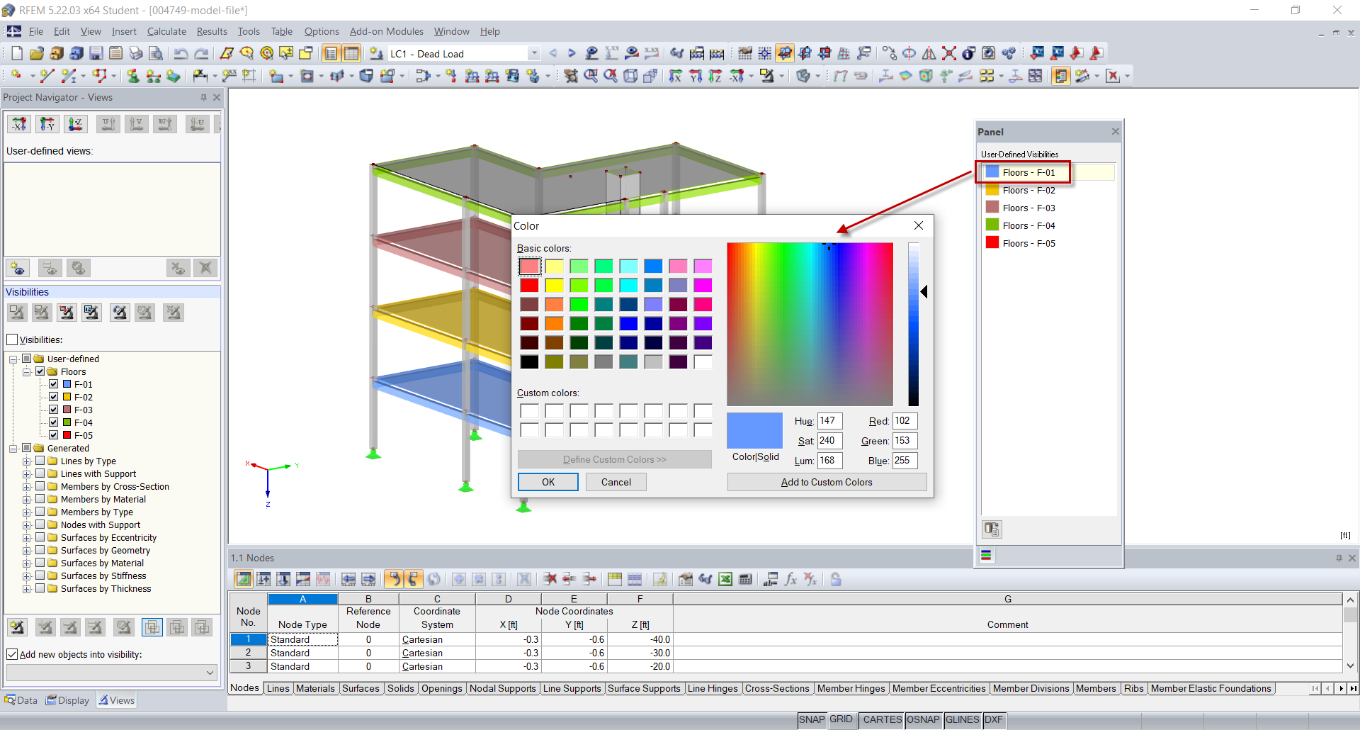 Modifying Colors for Screen in Panel