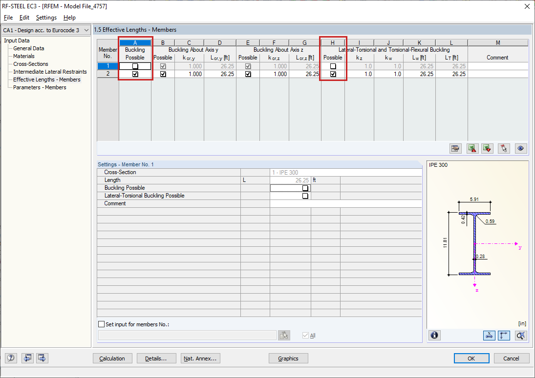 Deactivating Buckling/Lateral-Torsional Buckling