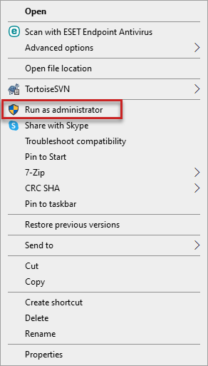 Run as Administrator