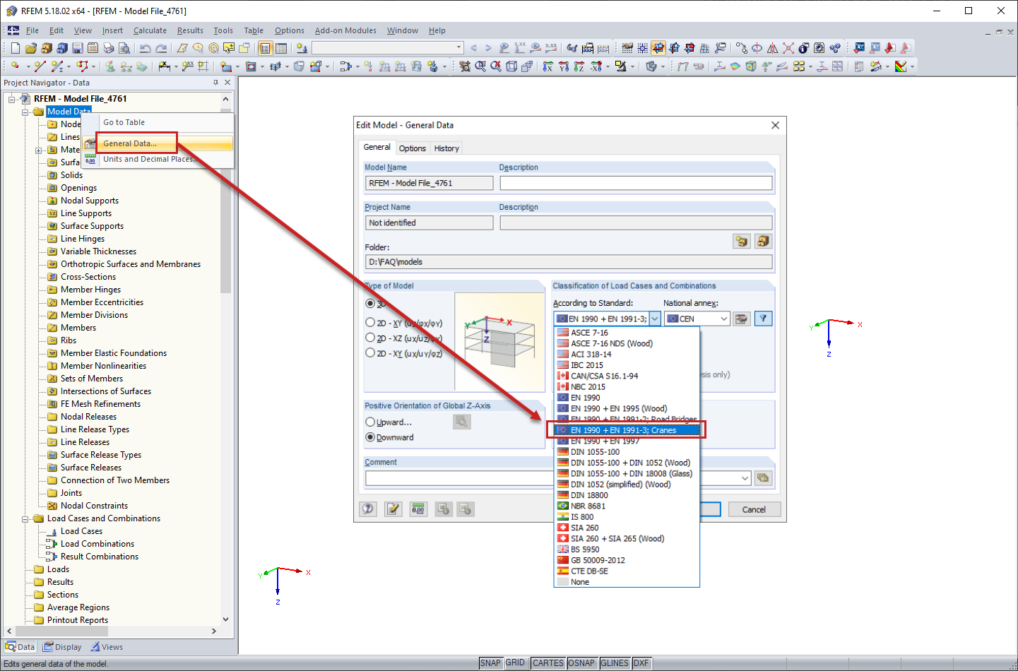 General Data of Model