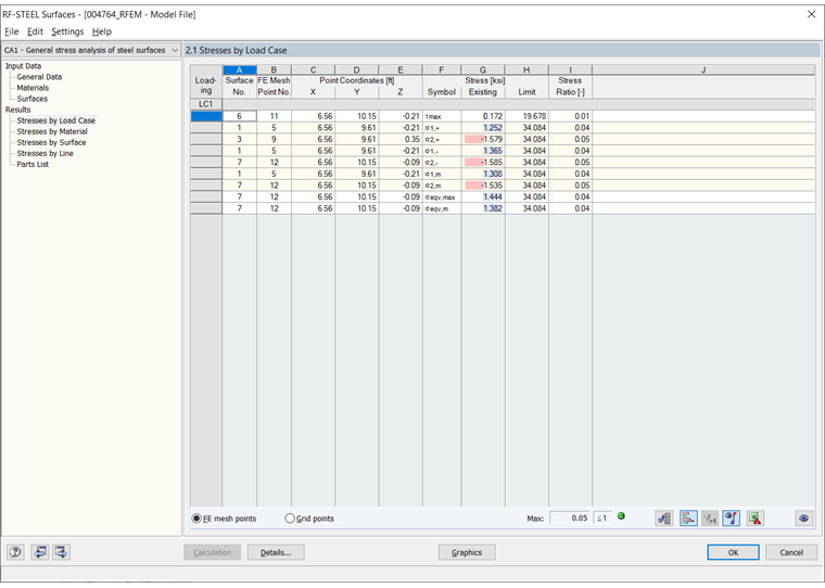 Stress Analysis with RF-STEEL Surfaces