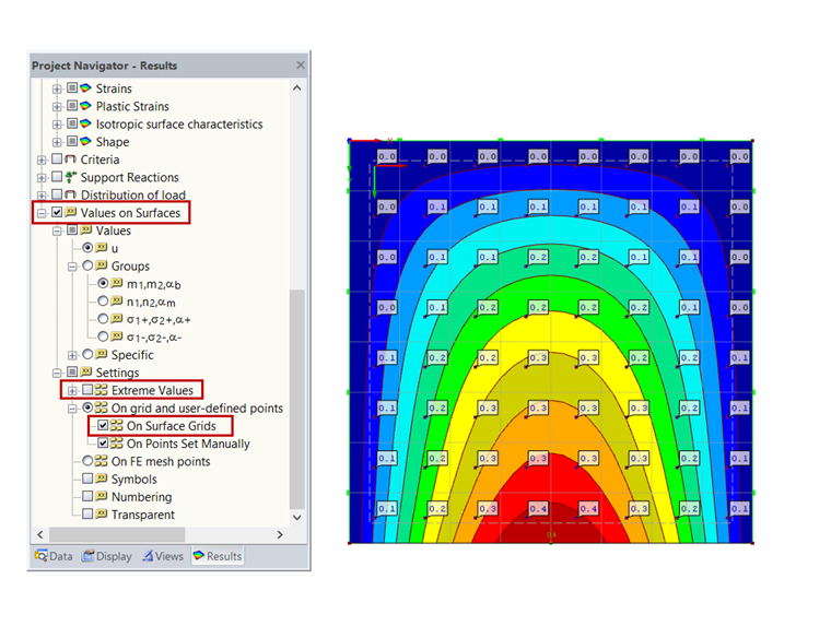Values on Surfaces in Result Navigator