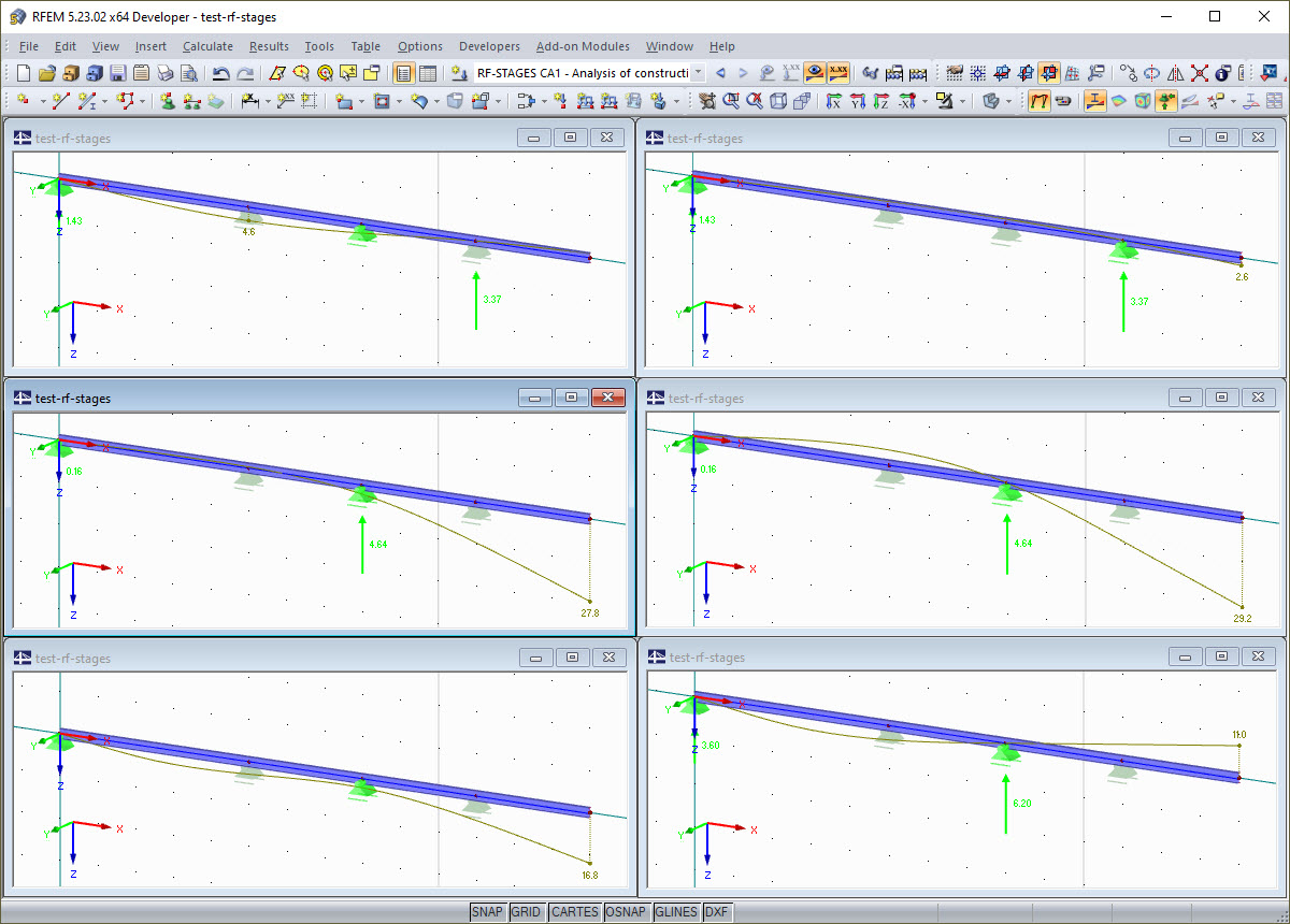 Comparing Results for Undeformed System (Left) or Current Construction Stage (Right)