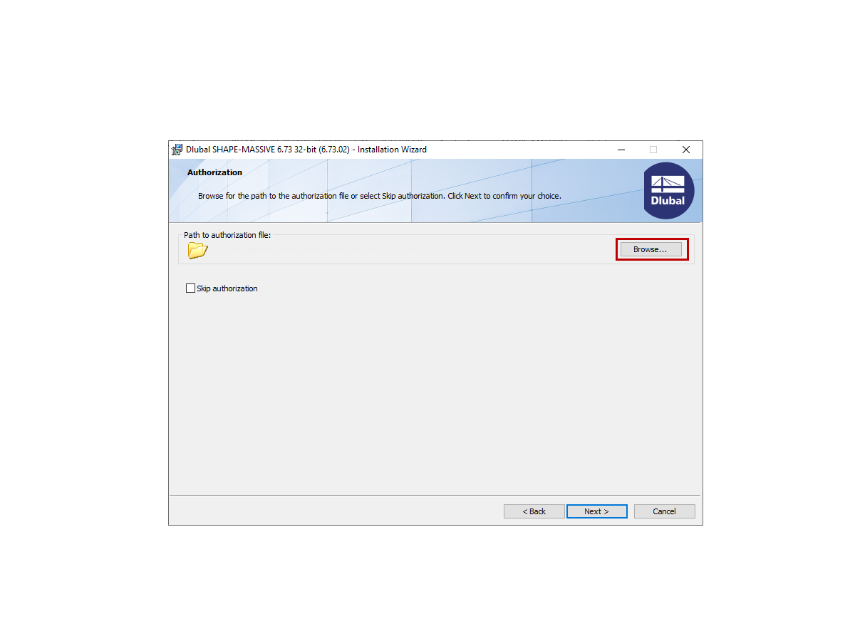 Selecting Path to Authorization File