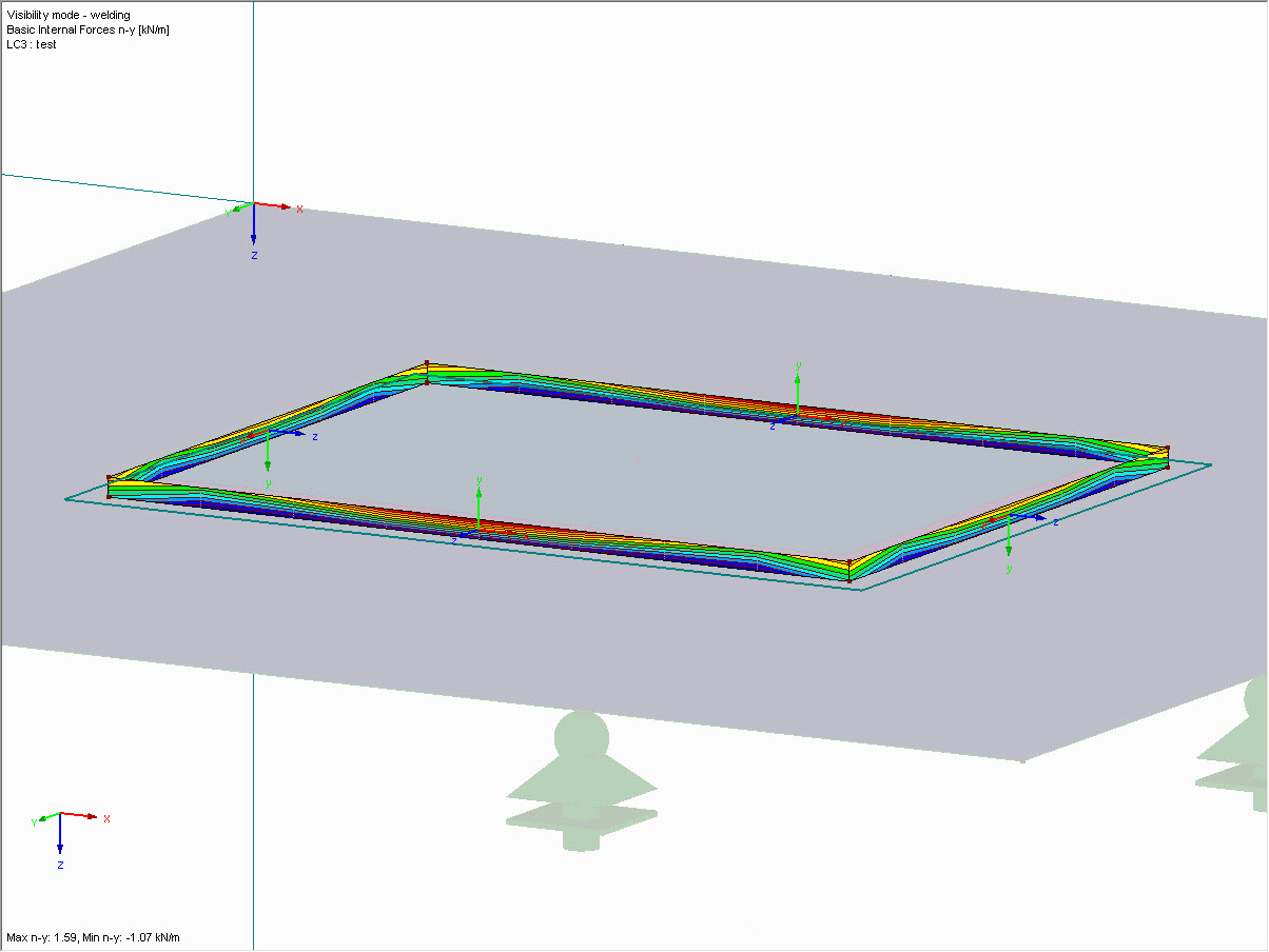 Normal Forces in Weld Under Tensile Stress