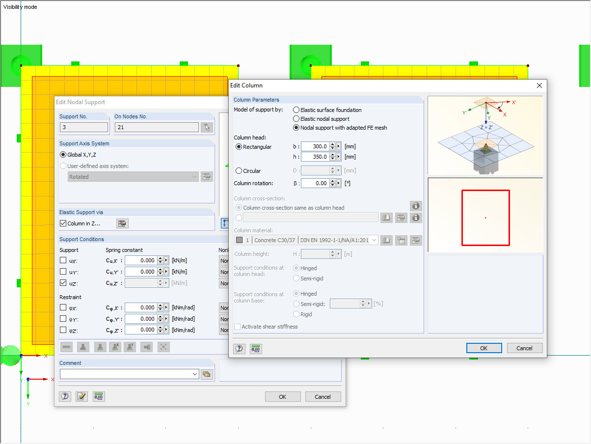 Dialog Box for Automatic Column Definition