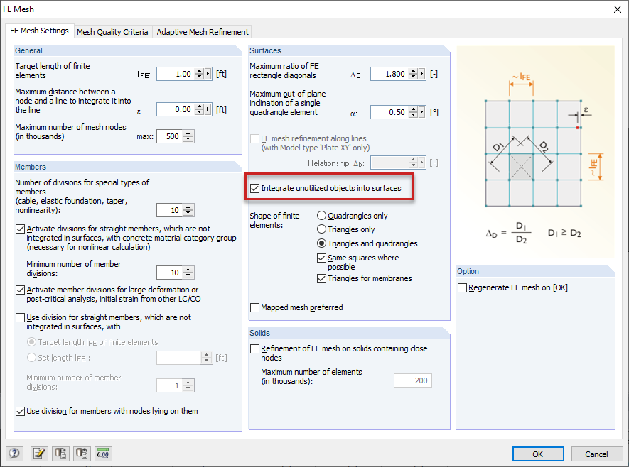 FE Mesh | Integrate Unutilized Objects into Surfaces