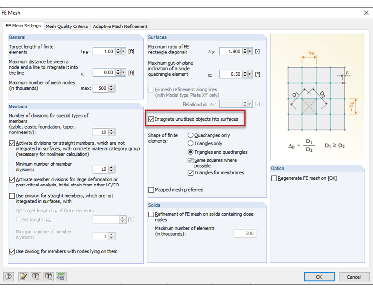 FE Mesh | Integrate Unutilized Objects into Surfaces