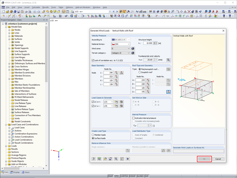 Inactive Confirmation Button for Wind Load Generator Input