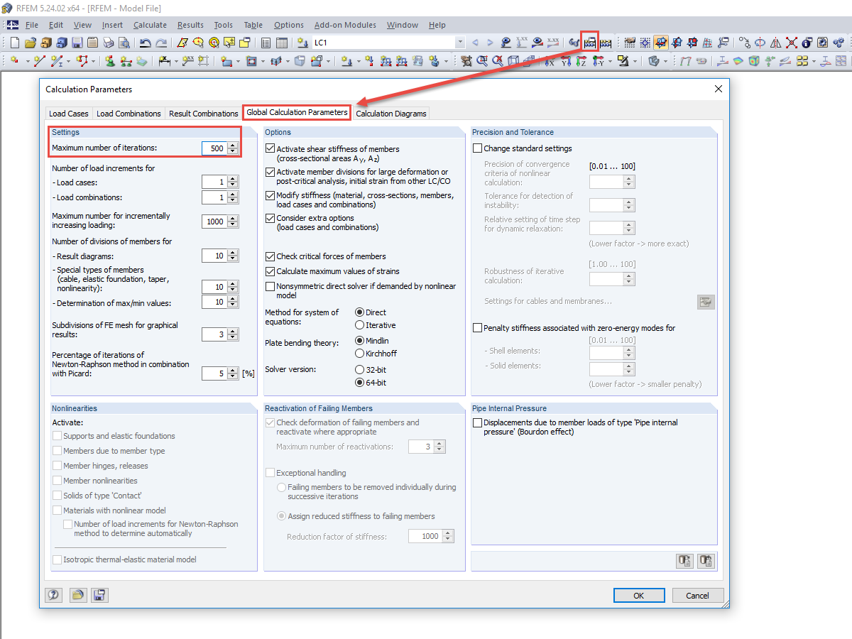 Global Calculation Parameters