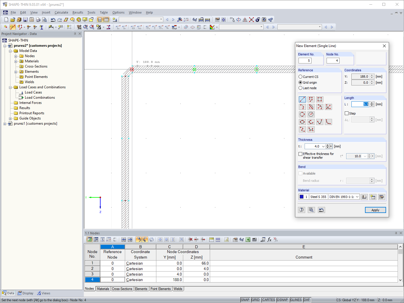 Adjusting Cross-Section in SHAPE-THIN