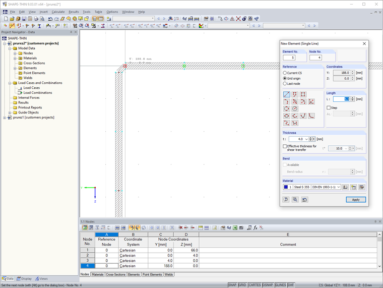 Adjusting Cross-Section in SHAPE-THIN