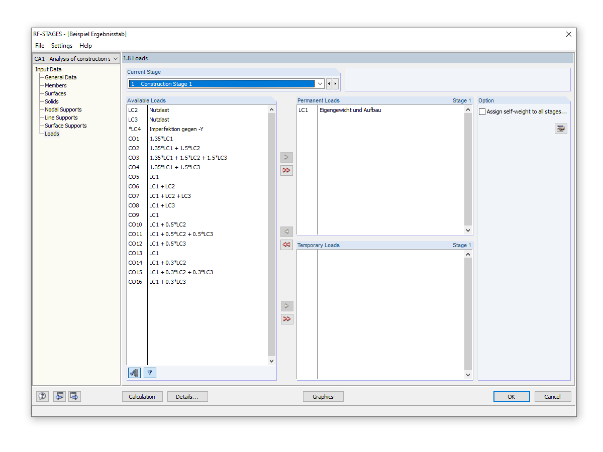 Selecting Permanent Loads
