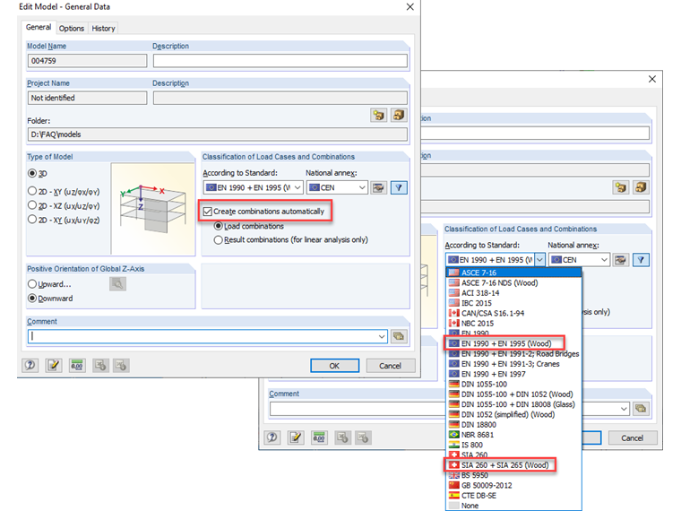 Activating Automatic Load Combinations