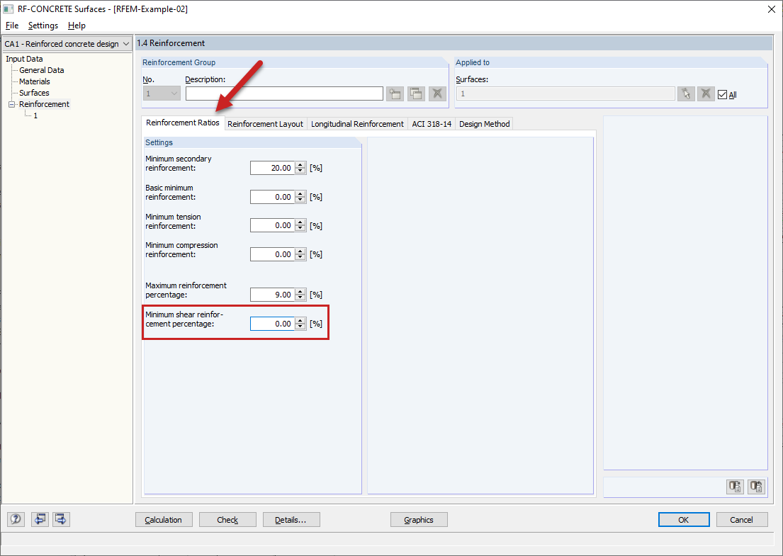Window 1.4 - Reinforcement Ratios: Minimum Shear Reinforcement Ratio