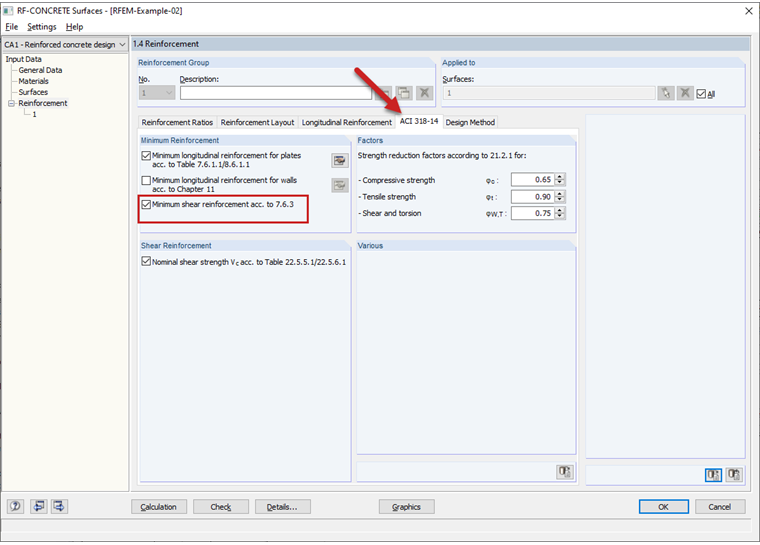 Window 1.4 - DIN EN 1992-1-1: Minimum Shear Reinforcement
