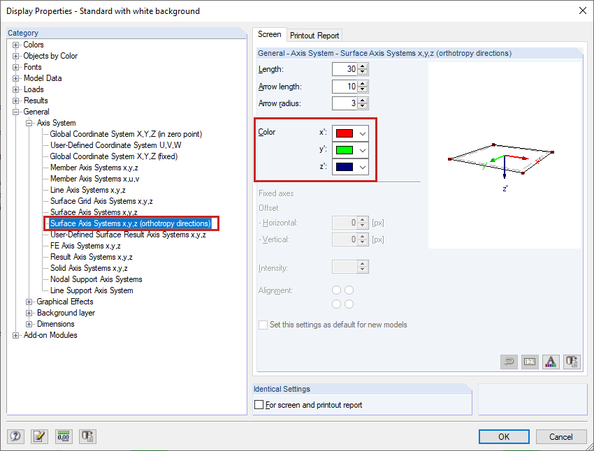 Adjusting Colors of Axis Systems