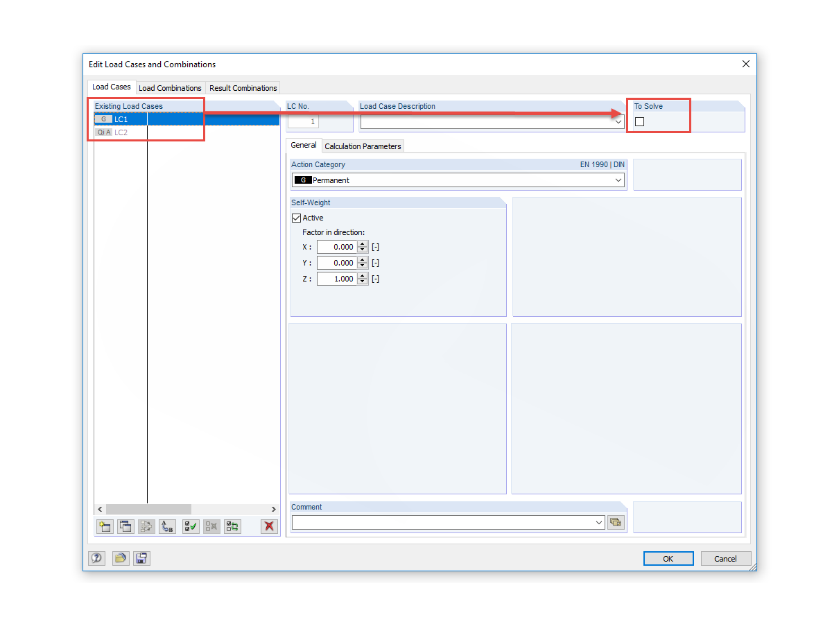 Activating Load Case for Calculation