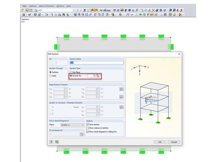 Defining Section on Line