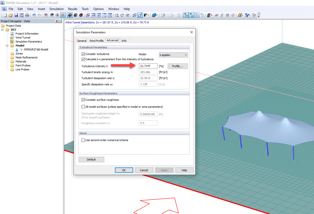 Input Value of Turbulence Intensity