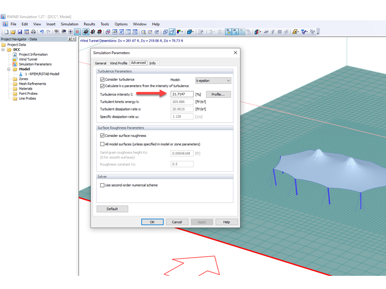 Input Value of Turbulence Intensity