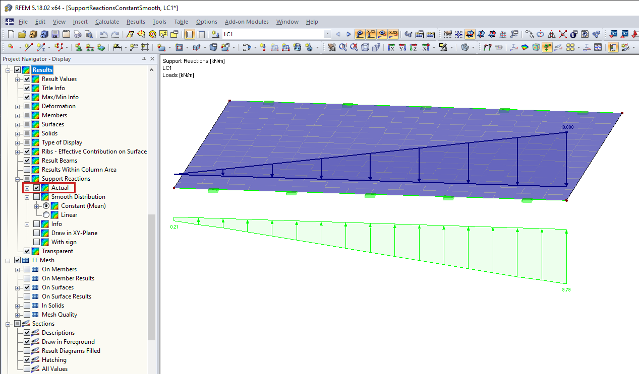 Line Supports in Result Combinations in RFEM 5
