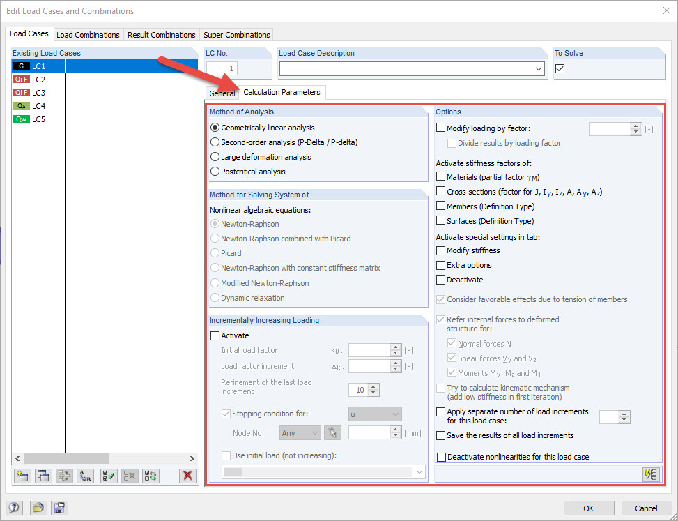 Calculation Parameters