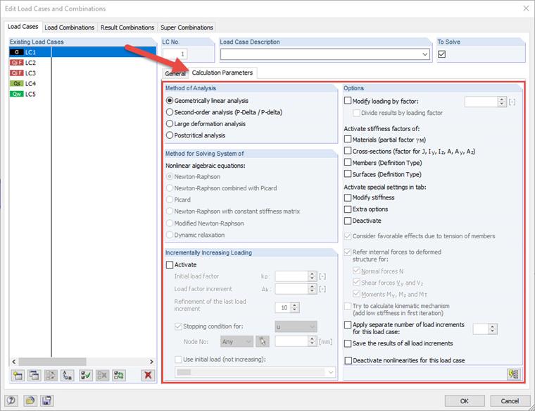 Calculation Parameters